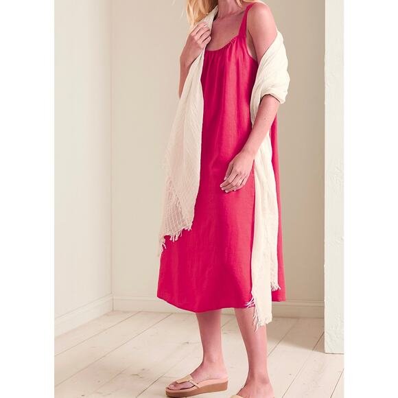 $238 EILEEN FISHER Organic Linen Midi Cami Dress Sundress | Sz XL, Geranium Pink - Picture 2 of 16